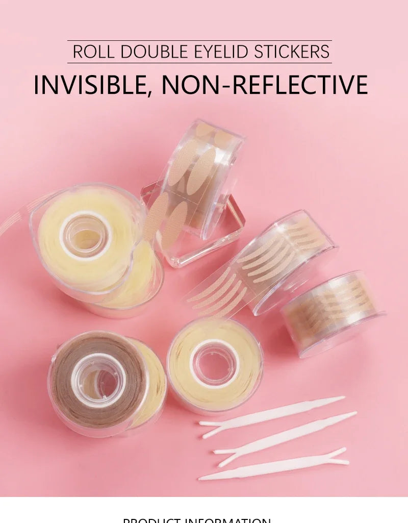 600 pcs Double Fold Eyelid Tape Sticker Invisible Lace Eyelash Extension Self-adhesive Under Eye Lashes Shadow Patch Beauty Tool