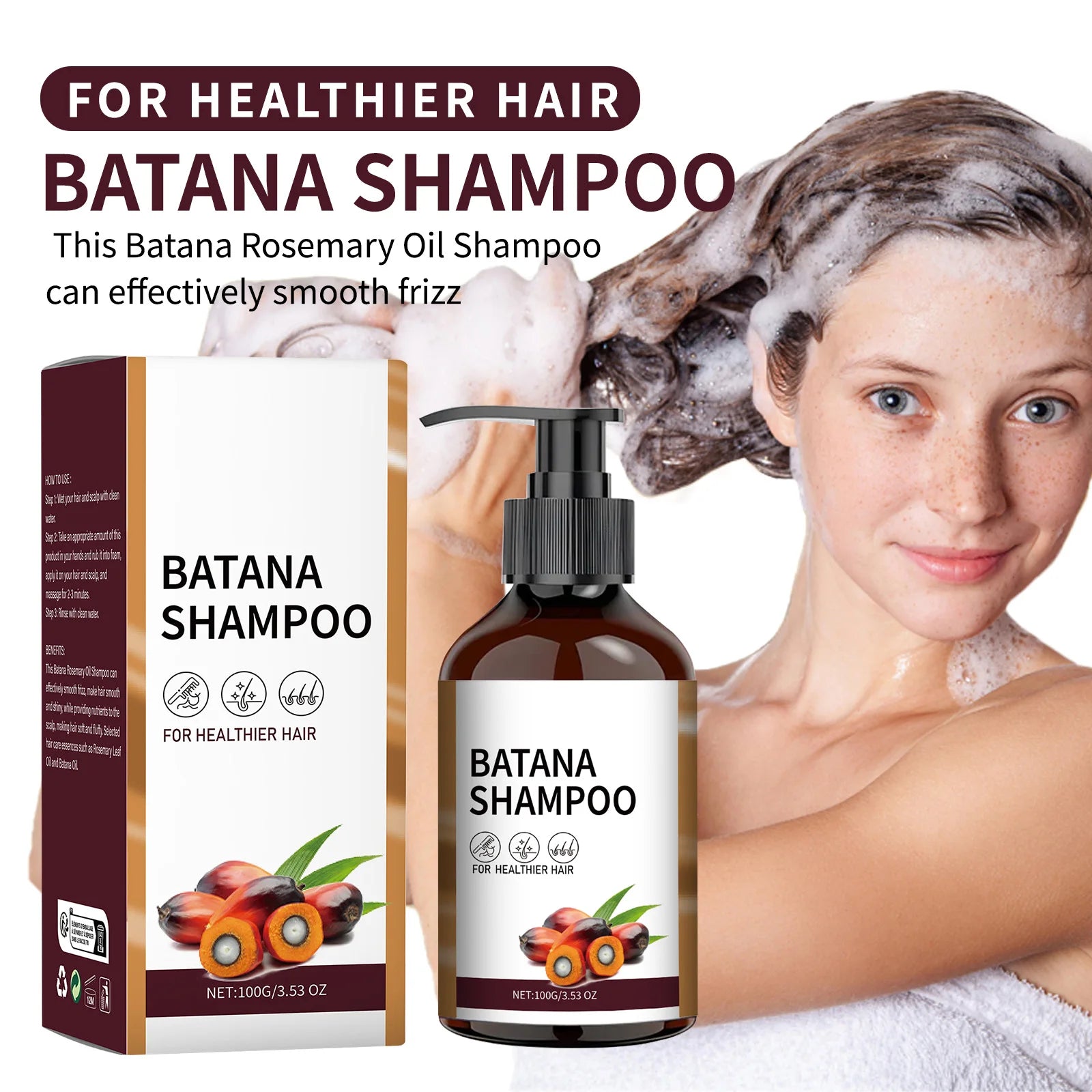 100ML Batana Oil Shampoo Deep Moisturizing Smooth Thick Hair Growth for  Anti Frizz Anti Hair Loss Damaged Hair Keratin Care