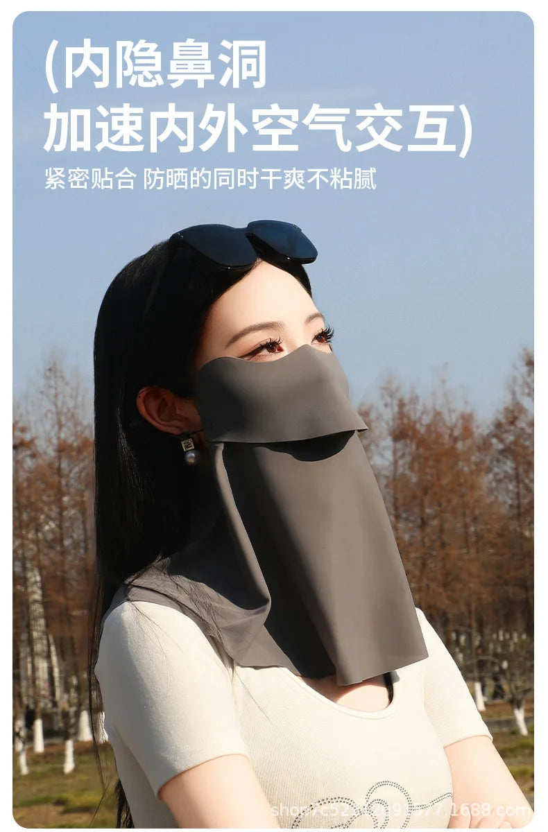 1PC 3D Ice Silk UPF50+ UV Protection Face Mask for Women Autumn Outdoor Cycling Hiking 360° Face Neck Cover Cool Balaclava Scarf