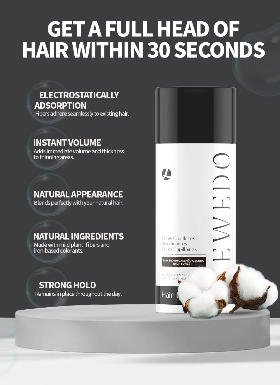 LEWEDO Hair Fiber Powder 25g Keratin Hair Building Fiber Hair Regrowth Powder Hair Styling Powder Hair Loss Hair Growth Product