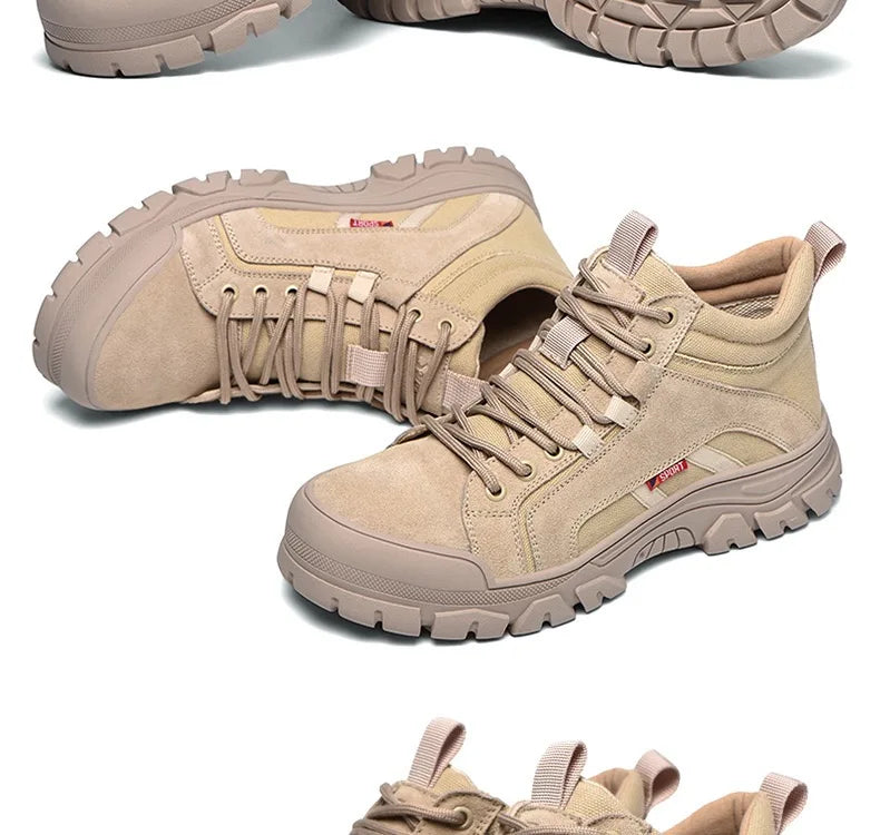 2024 High-top work safety boots men's steel toe work shoes indestructible anti-smashing anti-puncture work sneakers