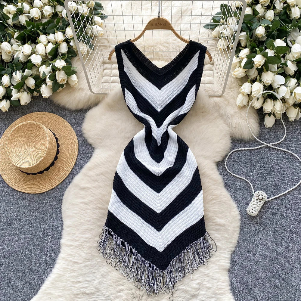 YuooMuoo Chic Fashion Sexy Package Hips Knitted Mini Dress 2025 New Summer Women Y2K Irregular Bodycon Party Dress Streetrwear
