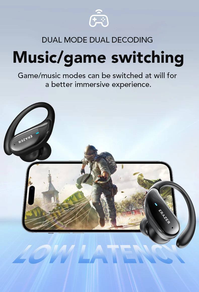 ERAZER XT80pro TWS AI Bluetooth Earphones Sports Wireless Headphones Touch Control Earhooks Headsets Active Noise Cancellation