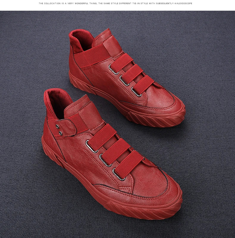 Retro High Top Men's Shoes Luxury Leather Casual Shoes Men British style Ankle Boots Comfortable Soft Men Sneakers New Moccasins