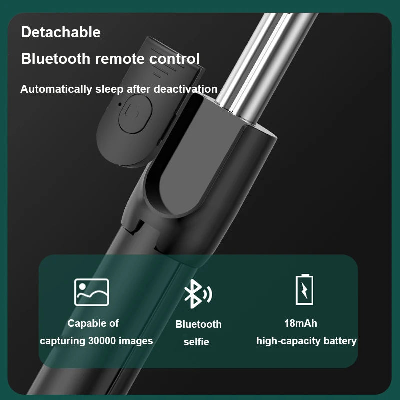 Portable Bluetooth Selfie Stick Mobile Tripod Holder with Remote Shutter Extendable Wireless Remote Retractable Phone Stand