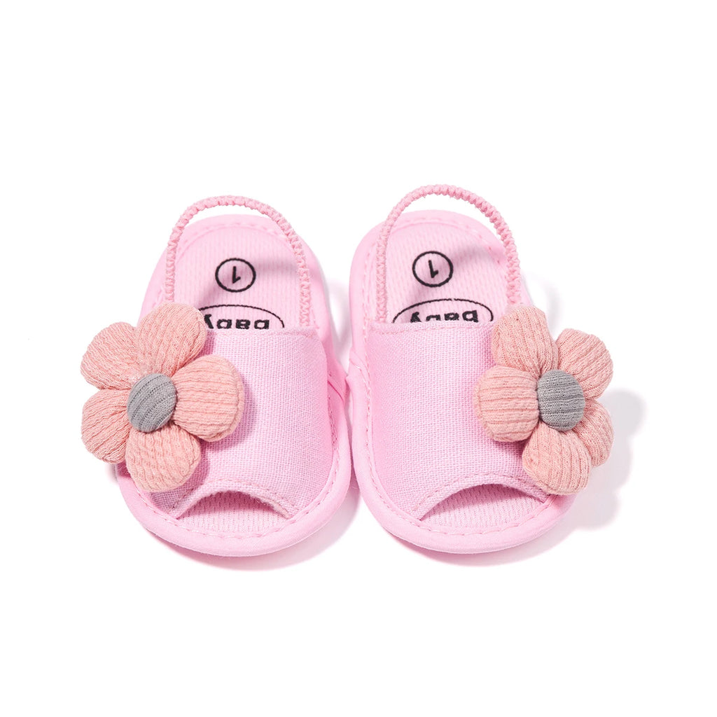Meckior Summer Sandals Baby Boy Girl Shoes Fluff Baby Girl Slipper Animals Flower Anti-Slip First Walkers Crib Shoes
