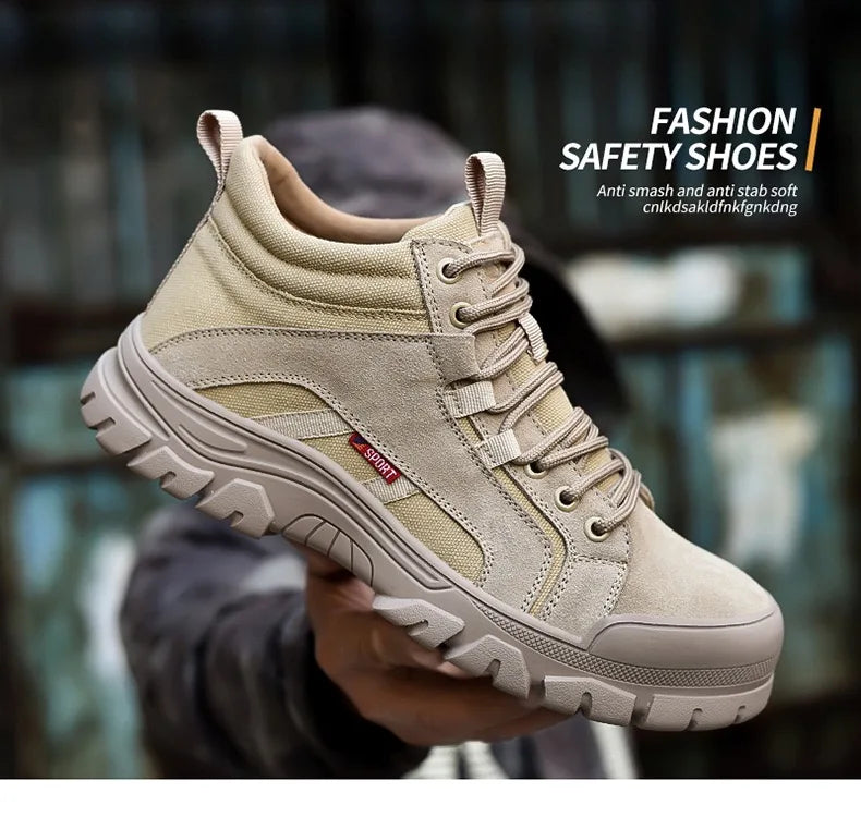 2024 High-top work safety boots men's steel toe work shoes indestructible anti-smashing anti-puncture work sneakers