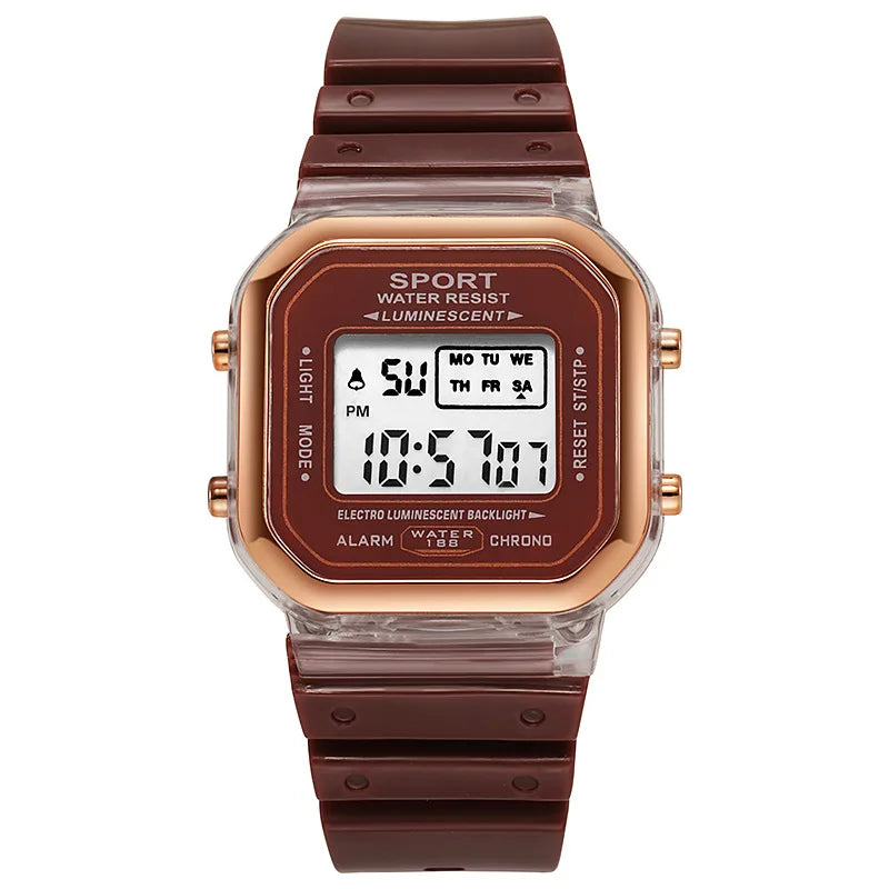Fashion Brand Student Transparent Electronic Watch Candy Multicolor LED Ladies Sports Waterproof Wirstwatch Clock Gift relógio
