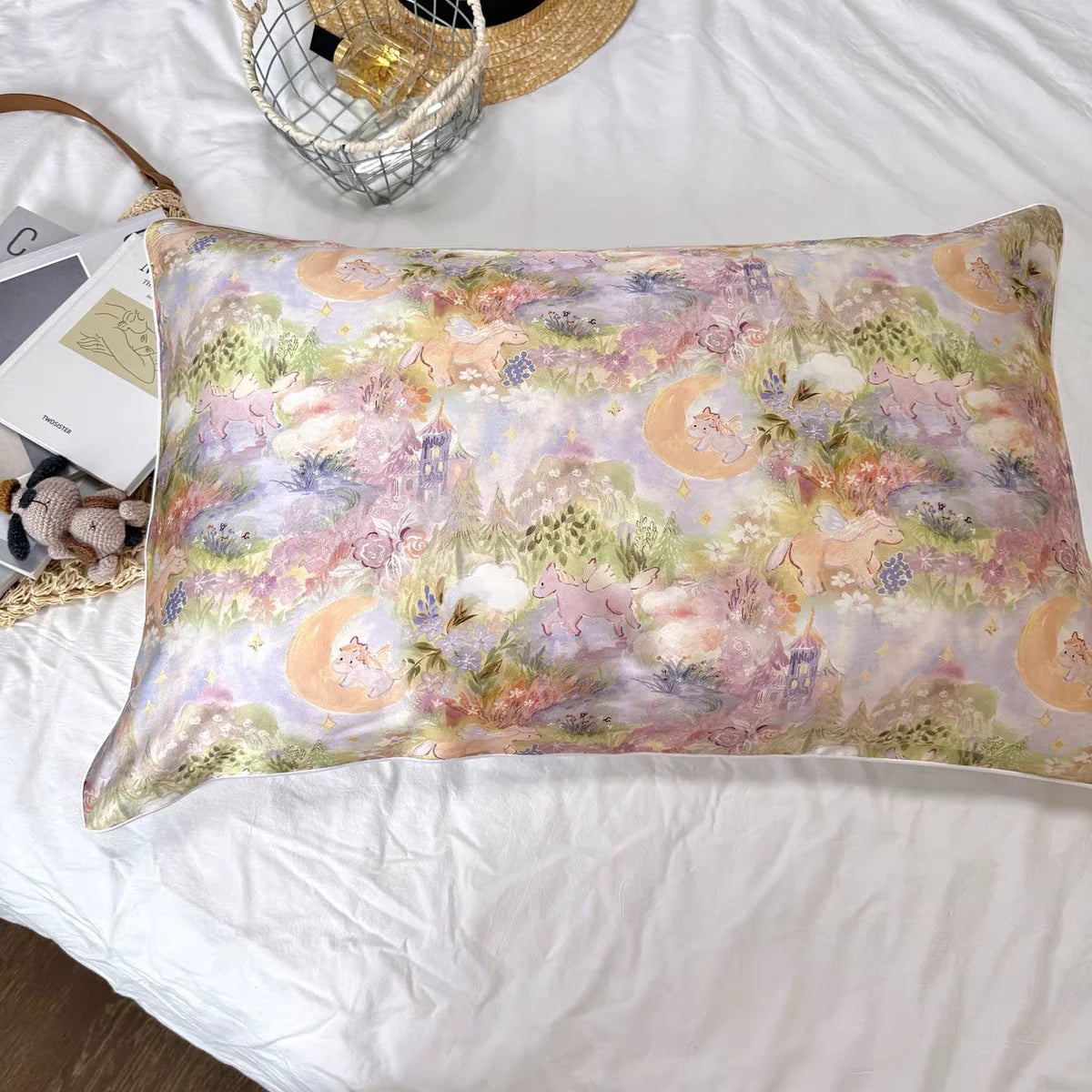 25 Momme Pure Natural Silk Pillow Case Envelope Design Printed Pillow Case Skincare Smooth Single sided Mulberry Silk Pillowcase