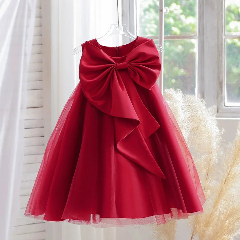2 3 4 5 6 7 8 Years Summer Girls Dress Sleeveless Bow Elegant Little Princess Dress Piano Performance Costumes New Kids Clothes