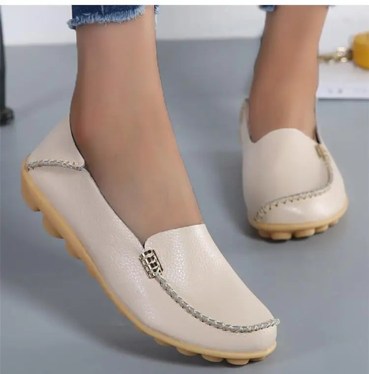 Women Flats Genuine Leather Casual Shoes Woman Moccasins Women's Loafers Nurse Shoe Slip On Shoes Women Plus Size Ballerinas