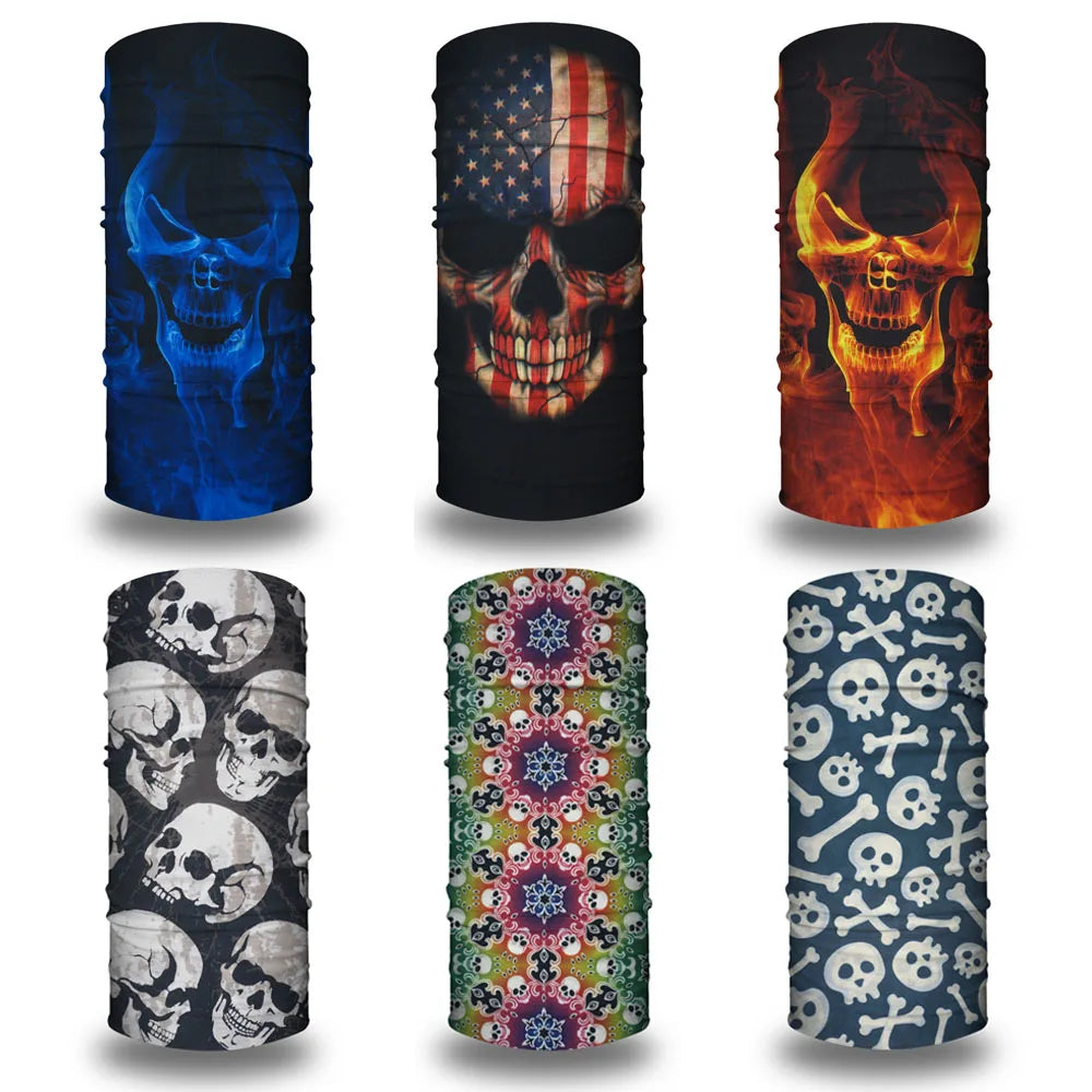 Cycling Face Mask Headwear Halloween Skull Wrap Scarf Warm Washable Headband Breathable Running Bandana Outdoor Sports Equipment