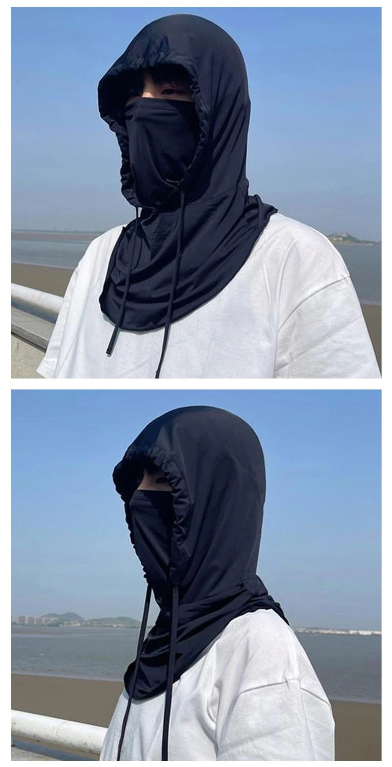 2Pcs Breathable Full Head Mask and Arm sleeve Set Unisex Summer Cooling Long Balaclava Face Mask Neck Cover for Cycling Fishing
