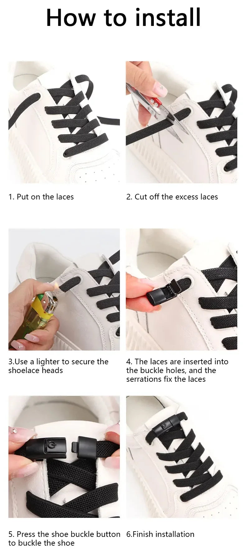 8MM No Tie Shoe Laces Press Lock Shoelaces Without Ties Elastic Laces Sneaker No Tie Shoelaces for Shoe Accessories Lacci Scarpe