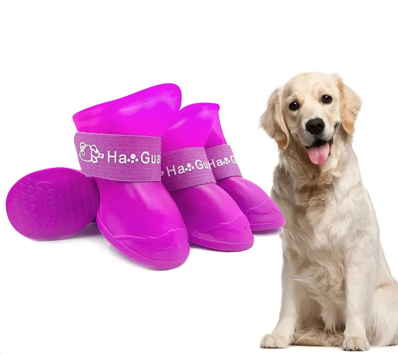 4pcs/Set Small Pet Dog Rain Shoes Anti Slip Waterproof Puppy Cat Shoe Rubber Boots for Outdoor Footwear Socks Pet Accessories