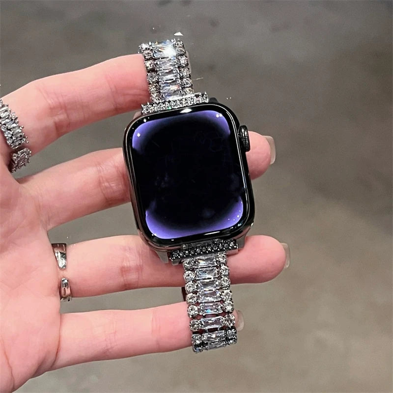 Glitter Diamant Metaalband Vir Apple Watch Reeks 9 8 7 6 SE 4 5 45/44/42mm Slank Vroue Armband IWatch Ultra 2 49mm 40mm 38mm