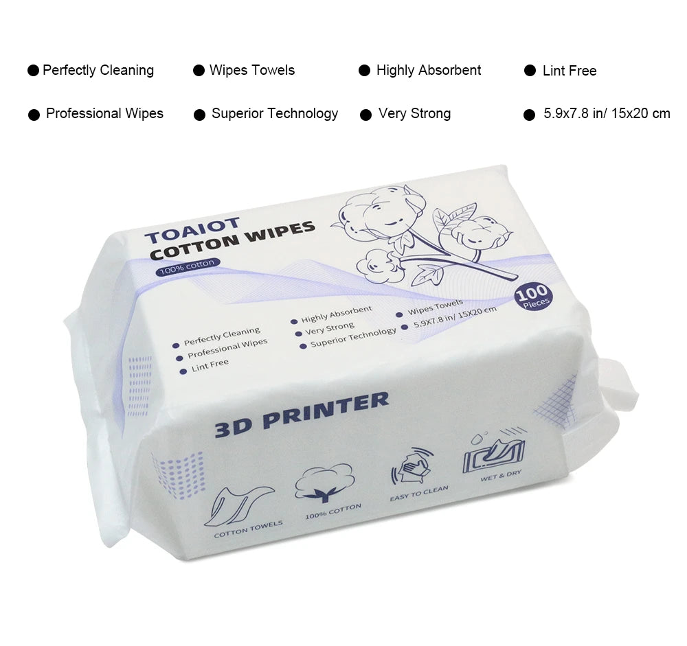 Light Curing Cleaning Cotton Wipes Cleaning Tool 100%Cotton Super Absorbent Lint Free for Anycubi Elego UV Resin 3D Printer Part
