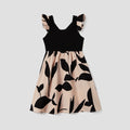 PatPat Family Matching Cross Back Floral Strap Dress and Colorblock Top Sets Suitable for Summer Season Soft and Comfortable