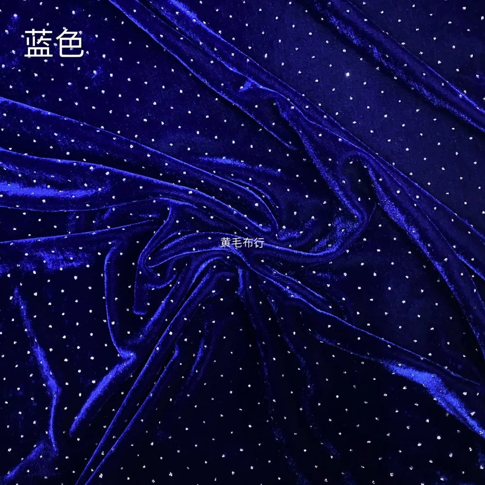 100 * 155cm High-Grade Elastic Gold Velvet Fabric Hot Drilling Light Diamond Cheongsam Dress Sports Suit Fabric by Meter