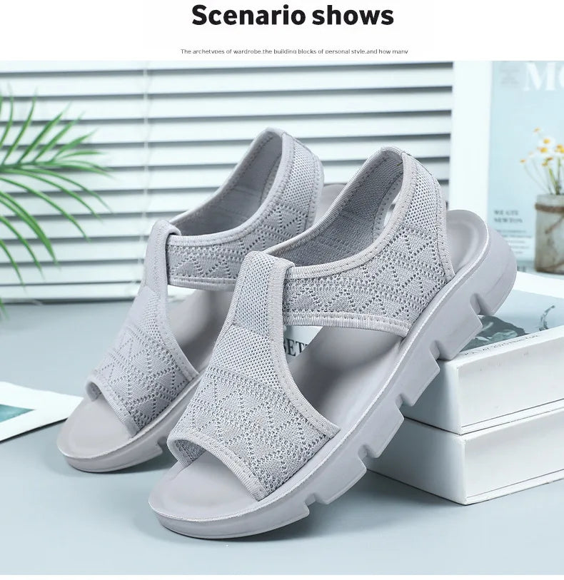 Summer 2026 Women's Breathable Sandals Thick Soled Casual Women's Shoes Half Slippers Mesh Flat Sandals Clearance Treatment