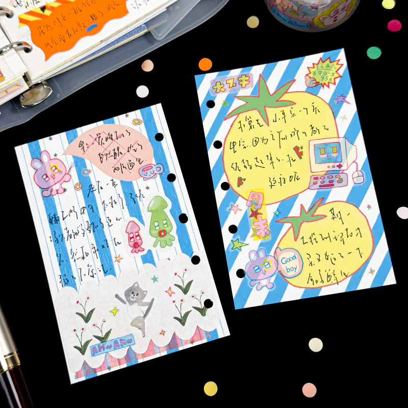 Kawaii Film-Cutting Pet Sticker Tape Agugu Korean Cute Washi Tape Decor Hand Account Decorative Material 3style Die-Cutting Tape