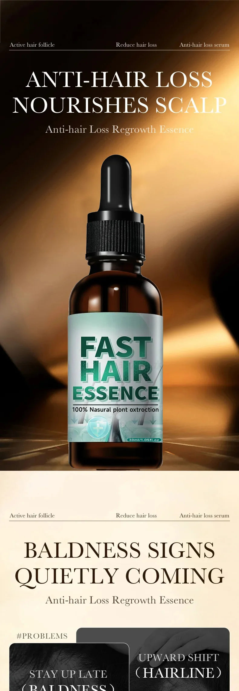 Hair Growth Essential Loss Regrowth Treatment Strengthens Hair Nourishes Scalp Light Weight Non Greasy Improve Scalp Circulation