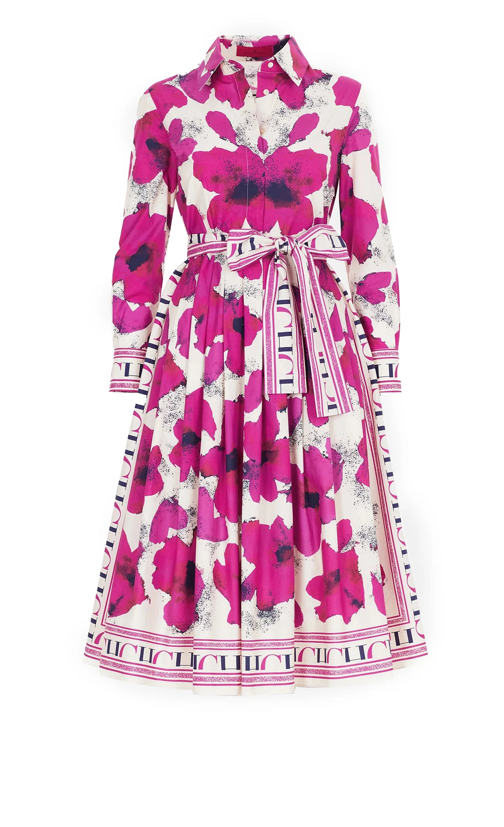 CHCH Women Vintage Print Maxi Dress Elegant Long Sleeves High Split Slim Dresses 2024 New Lady Vocation Vestidos