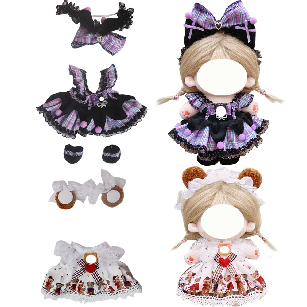 Cute Dres JK Uniform Clothes for 20cm Cotton Plush Cartoon DIY Doll Dress Up Clothing Skirt Suit Socks Toy Accessories Girl Gift