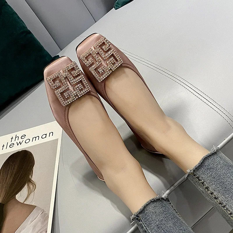 Comemore Leather Slip on Shoes for Women Ballet Flats Shallow Female Flat Shoe Red 2024 Spring Summer Fashion Women's Moccasins