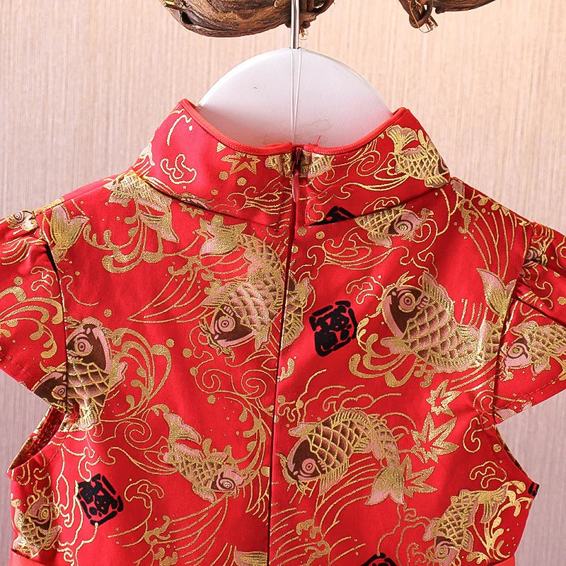 Vestido Girls Dresses Spring Summer Children's Chinese Style Dress Kids Cheongsam Princess Dresses for Girls Baby Tutu Clothing