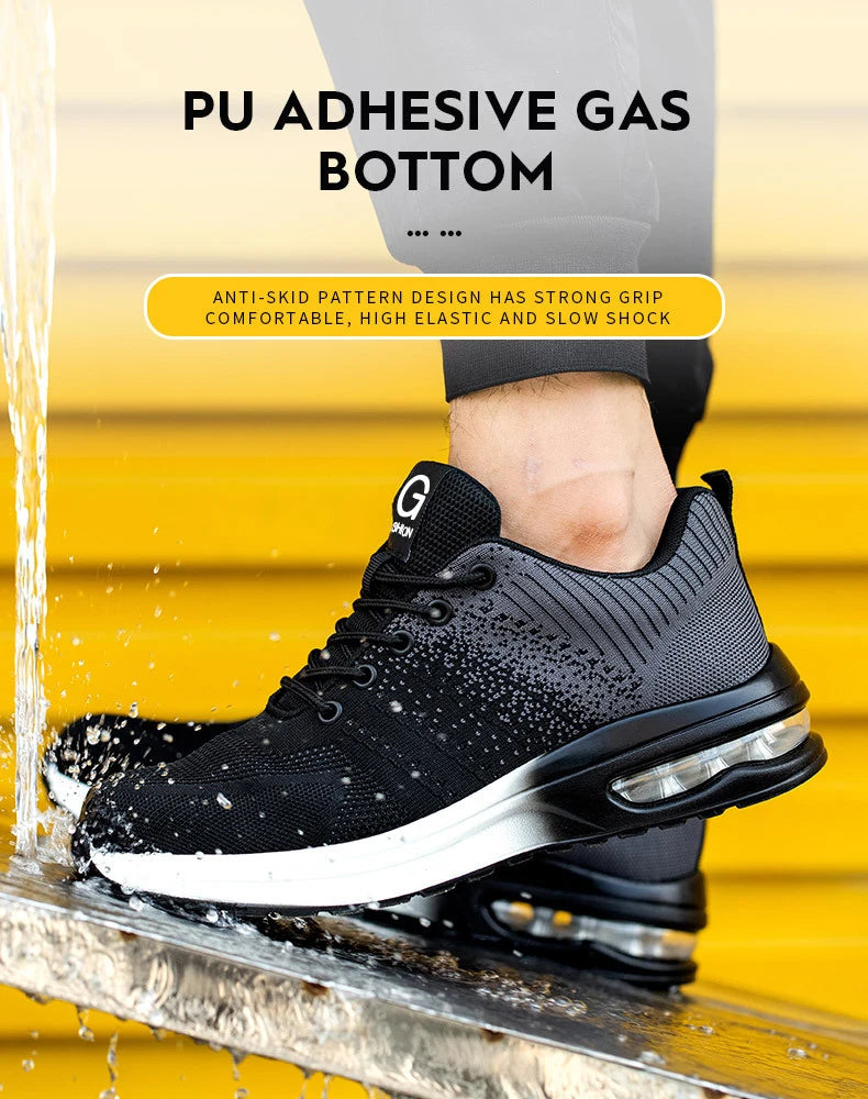 Safety Shoes Men Women Work Safety Boots Steel Toe Shoe Puncture Proof Air Cushion Work Sneakers Light Fashion Work Shoes Unisex
