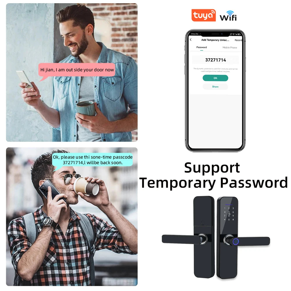 RAYKUBE F005 IP65 Waterproof Tuya Wifi Lock Electronic Smart Door Lock With Fingerprint/Smart Card/Password/Key/APP Unlock