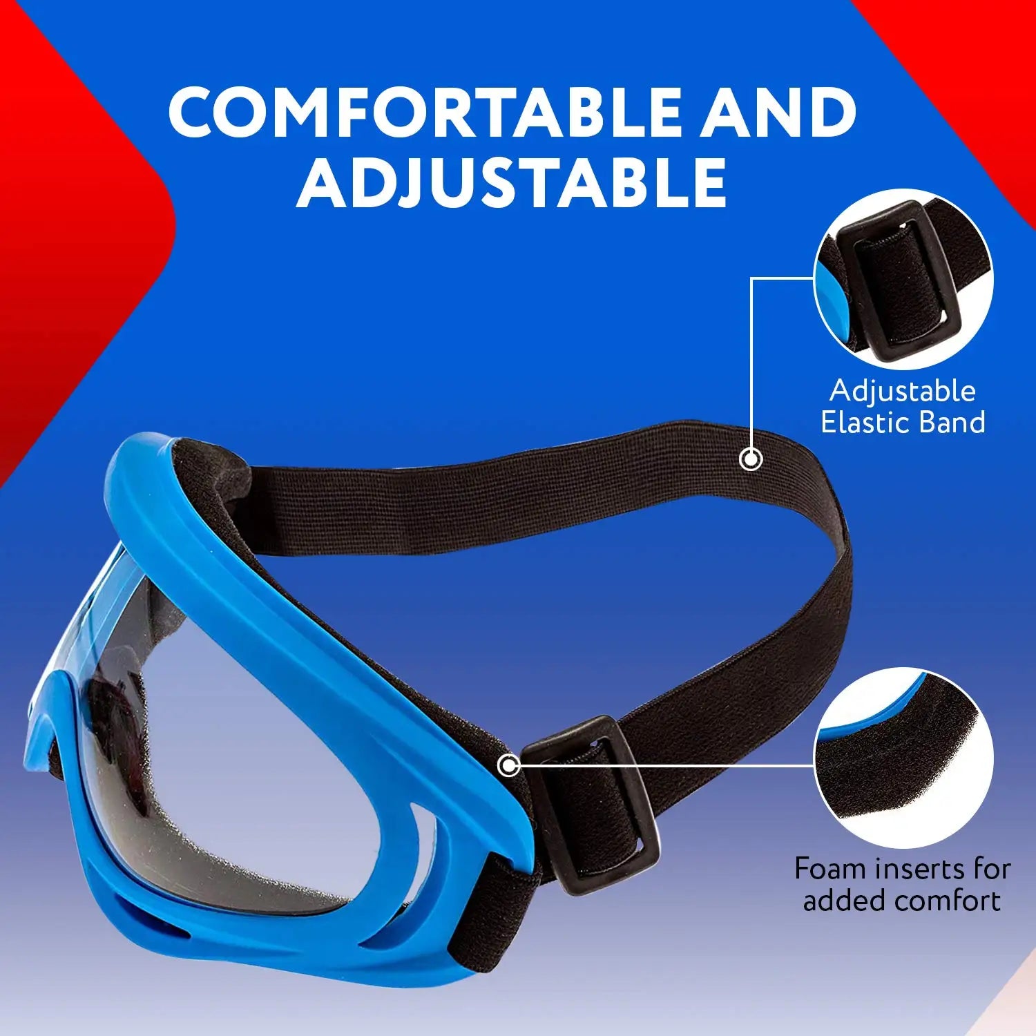 1/2 Pack Foam Gun and Blaster Face Mask Goggles Eye Shield  for Nerf Guns Foam Blaster Guns Red Blue Safety Glasses