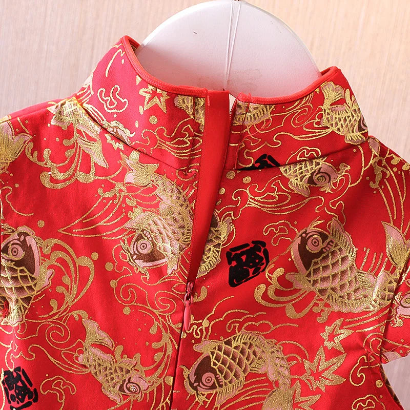 Vestido Girls Dresses Spring Summer Children's Chinese Style Dress Kids Cheongsam Princess Dresses for Girls Baby Tutu Clothing
