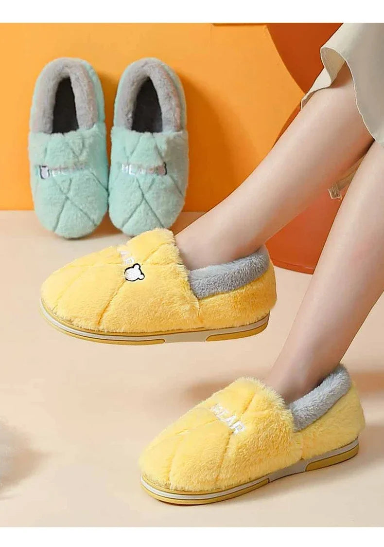 Winter Home Slipper Men Cartoon Bear Fuzzy Warm Plush Indoor Floor Male House Room Shoes Footwear Furry Non Slip Large Size 2025