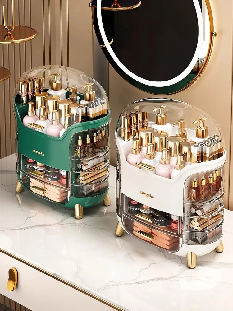 Dustproof Cosmetic Storage Box Integrated Desktop Makeup Case Lipstick Box Skincare Product Rack Elegant Design