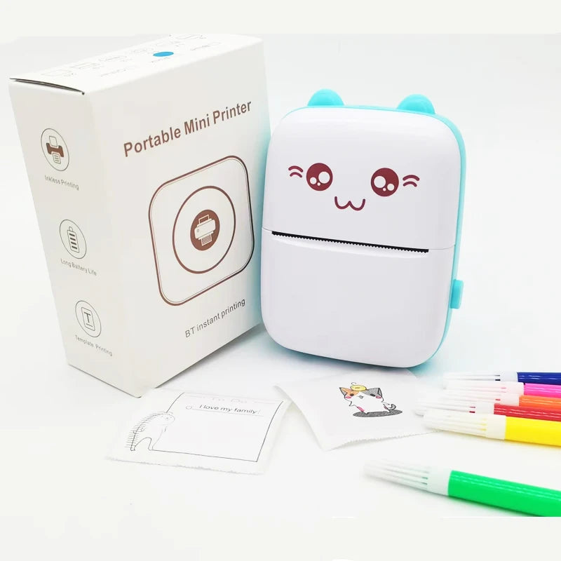 Portable Thermal Printer MINI Wirelessly BT 203dpi Photo Label Memo Wrong Question Printing With USB Cable Imprimante Portable