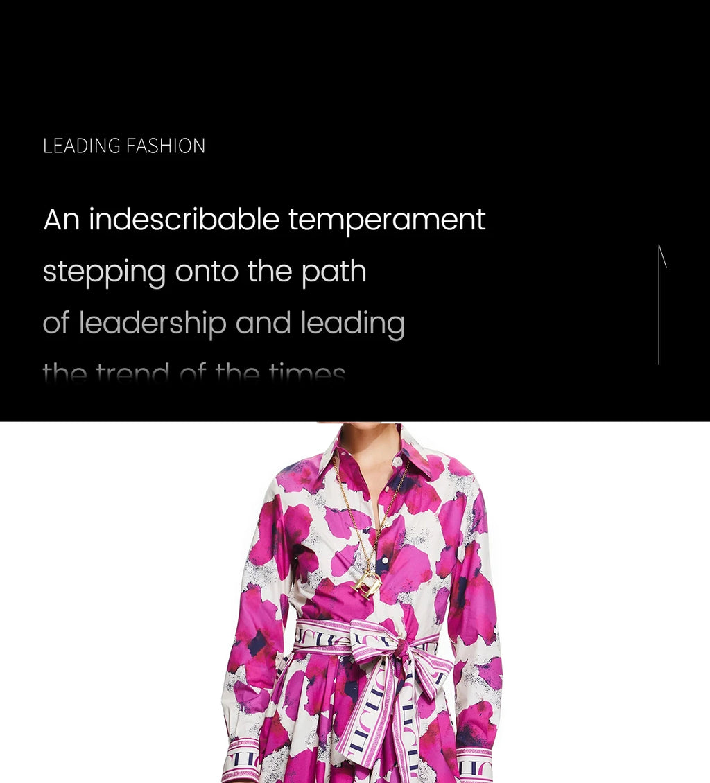 CHCH Women Vintage Print Maxi Dress Elegant Long Sleeves High Split Slim Dresses 2024 New Lady Vocation Vestidos