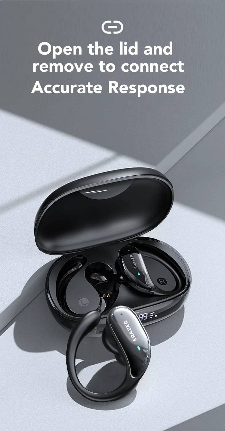 ERAZER XT80pro TWS AI Bluetooth Earphones Sports Wireless Headphones Touch Control Earhooks Headsets Active Noise Cancellation