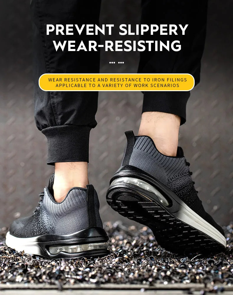 Safety Shoes Men Women Work Safety Boots Steel Toe Shoe Puncture Proof Air Cushion Work Sneakers Light Fashion Work Shoes Unisex