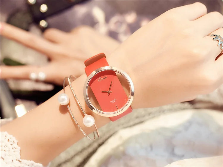 Famous Watch for Women Luxury Leather Skeleton Strap Watch Dress Watch Casual Quartz  Watch Stainless Steel Watch часы женские