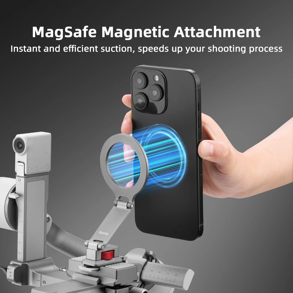 Flymile Adapter Clamp Cold Shoe Mount for DJI RS 4 Mini Magnetic Phone Holder With Cold Shoe Accessoise Compatible With Magsafe