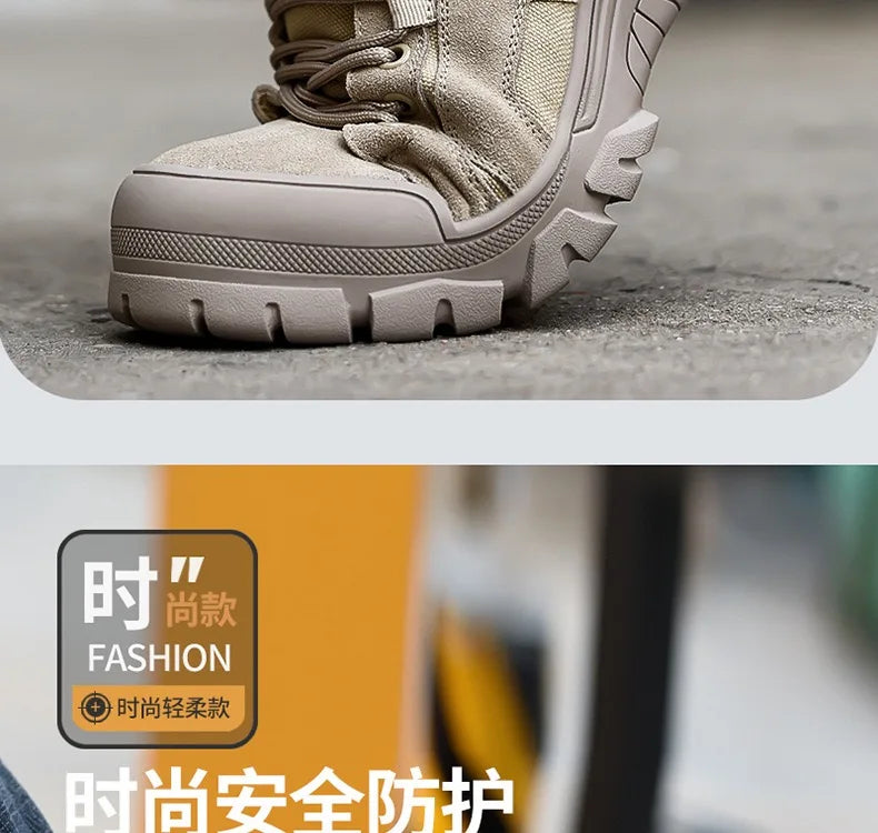 2024 High-top work safety boots men's steel toe work shoes indestructible anti-smashing anti-puncture work sneakers