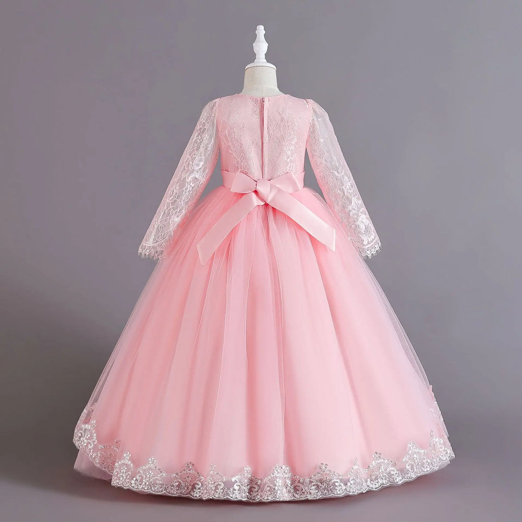 Girls' Long sleeved Princess Dress 4-12 Years Old Sequin Embroidered Bunny Dress Banquet Gorgeous High end Evening Dress