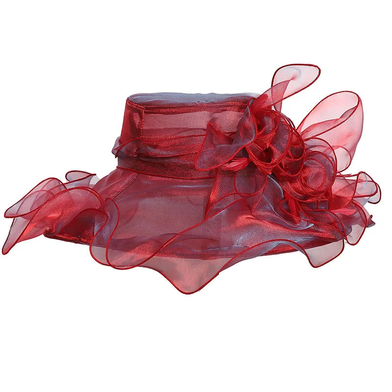 FS Wide Brim Kentucky Derby Hats Fascinators For Women With Veil Flower Organza Wedding Church Cocktail Tea Party Dress Cap 2025
