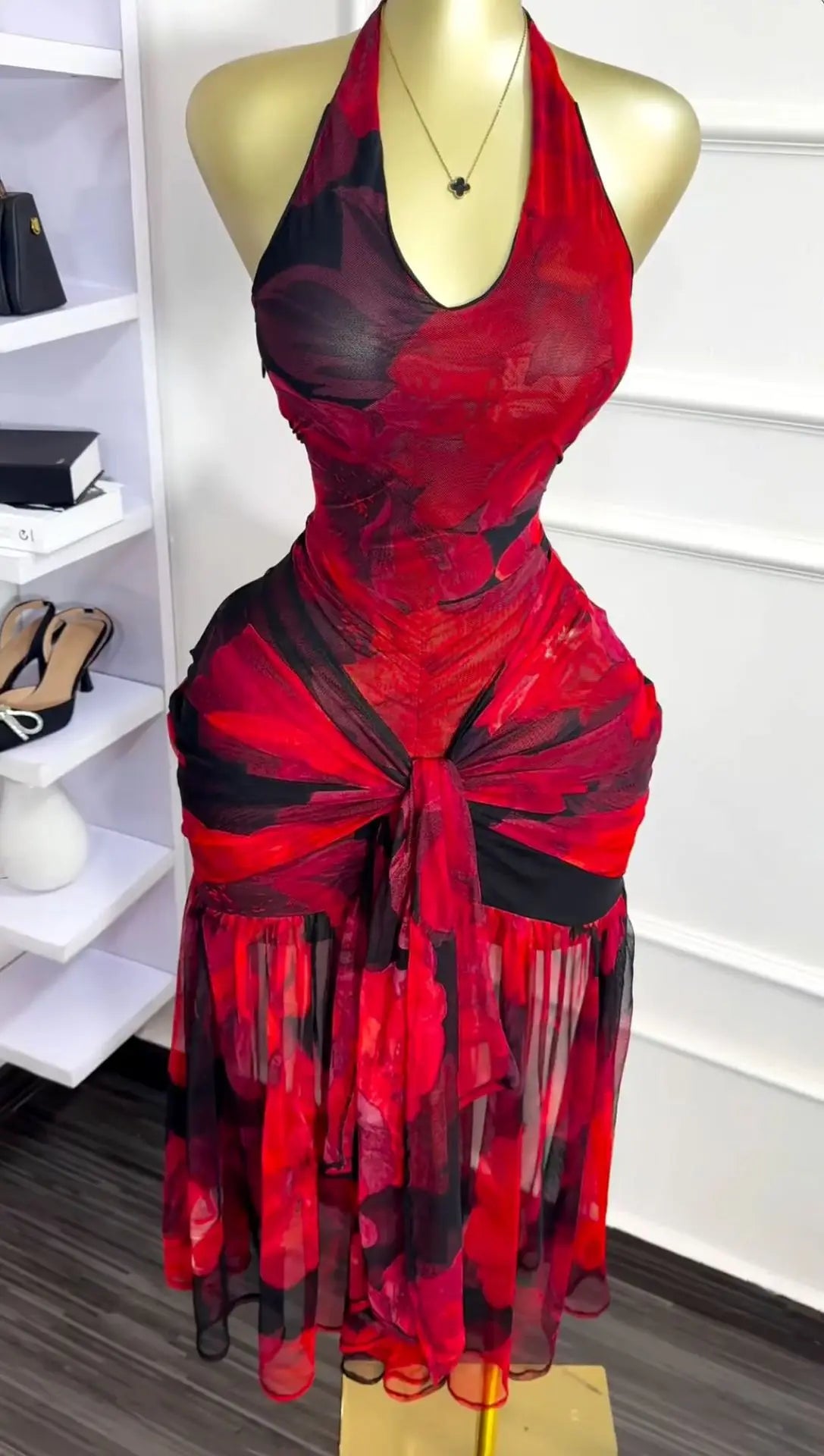 CM.YAYA Women Halter Neck Backless Ruched Stacked Sleeveless Mesh Long Maxi Dress 2025 Birthday Even Sexy Party Dresses Vestidos