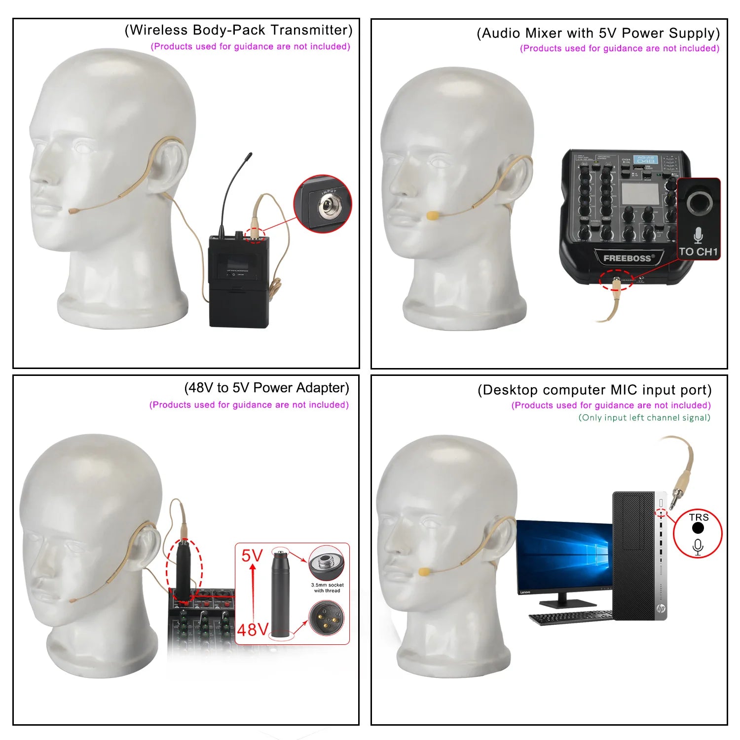 3.5mm Headset Microphone Mini Skin Color Omni Directional Electret Single Ear Hanging Headworn Mic for Classroom HS-13S2-L3A