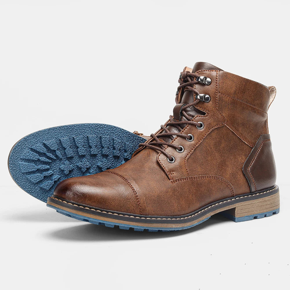American Style Men Boots  Brand 2025 New Fashion Comfortable Ankle Boots Leather #613