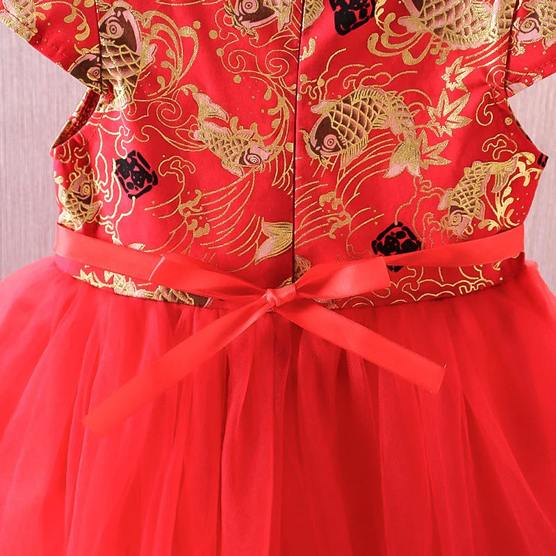 Vestido Girls Dresses Spring Summer Children's Chinese Style Dress Kids Cheongsam Princess Dresses for Girls Baby Tutu Clothing