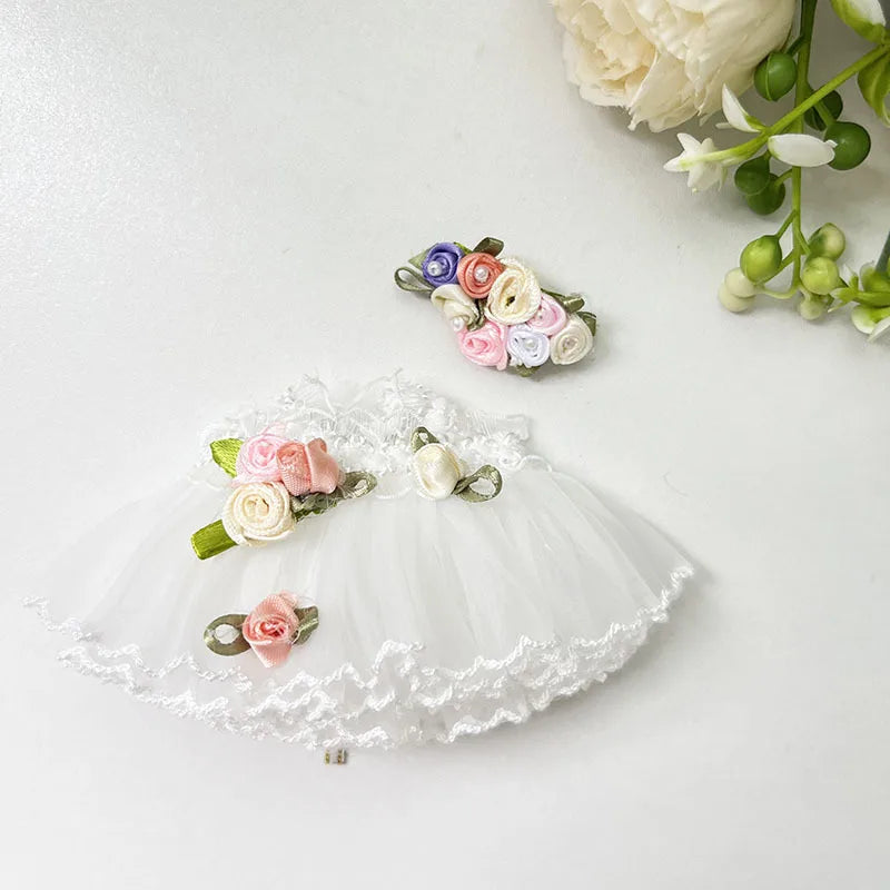 17cm Cute Mini Plush Doll'S Clothes Outfit Accessories For Labubu II Idol Dolls Flower fairy wedding dress Clothing DIY Kid Gift